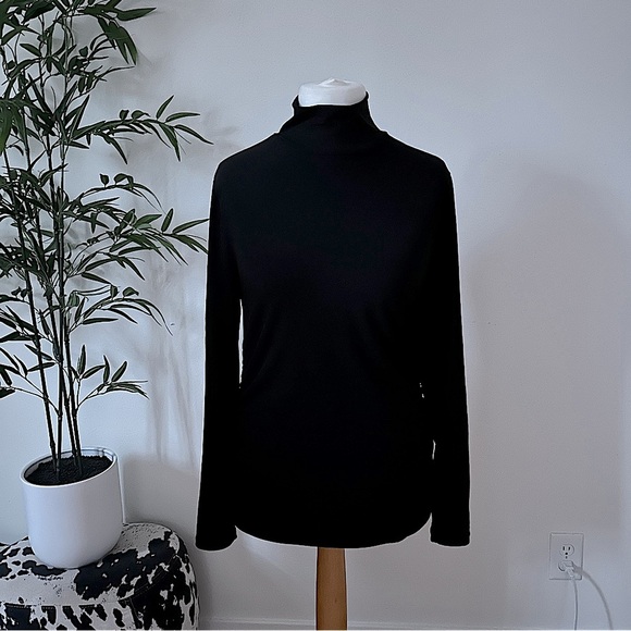 J. Crew Ruched Seam Black Jersey Turtleneck size L - Picture 4 of 9